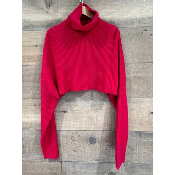 LAPOINTE hot pink cropped cashmere silk sweater size M - Picture 2 of 7